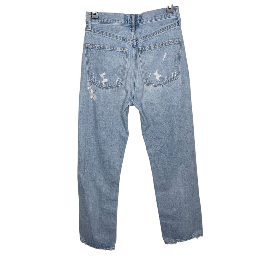 Agolde 90s Mid Rise Loose Fit Straight Distressed‎ Blown Out Knee Jeans Sz 25 - Picture 7 of 16